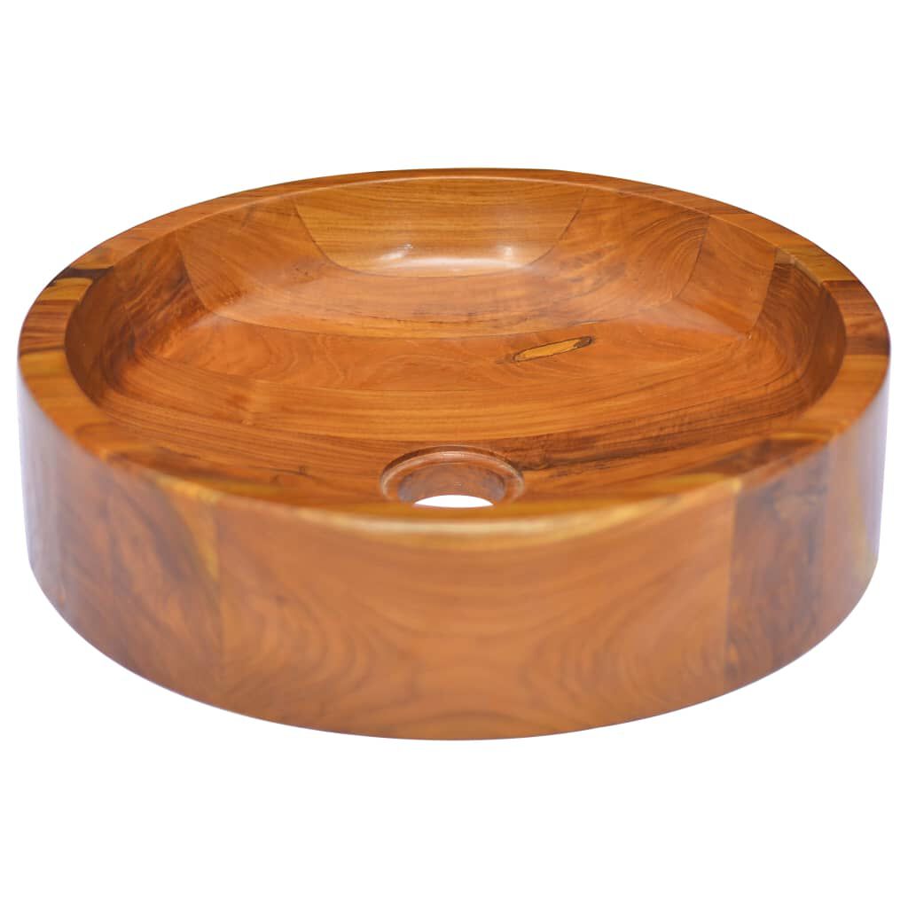 vidaXL Νιπτήρας Ø40 x 10 εκ. από Μασίφ Ξύλο Teak