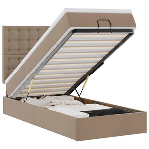 vidaXL Οθωμανικό κρεβάτι με στρώμα Cappucino 90x190cm Faux Leather