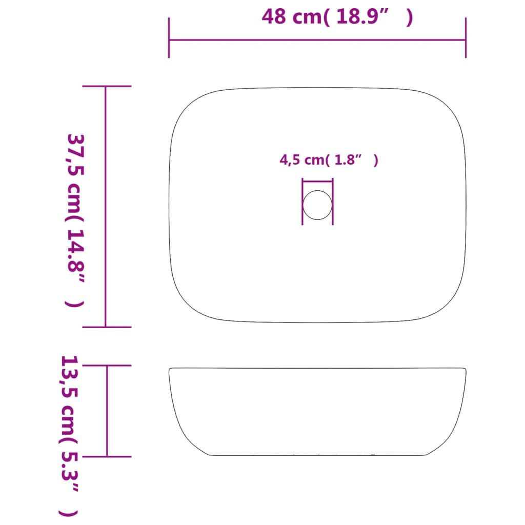 vidaXL Νιπτήρας Ορθογώνιος Γκρι 48 x 37,5 x 13,5 εκ. Κεραμικός