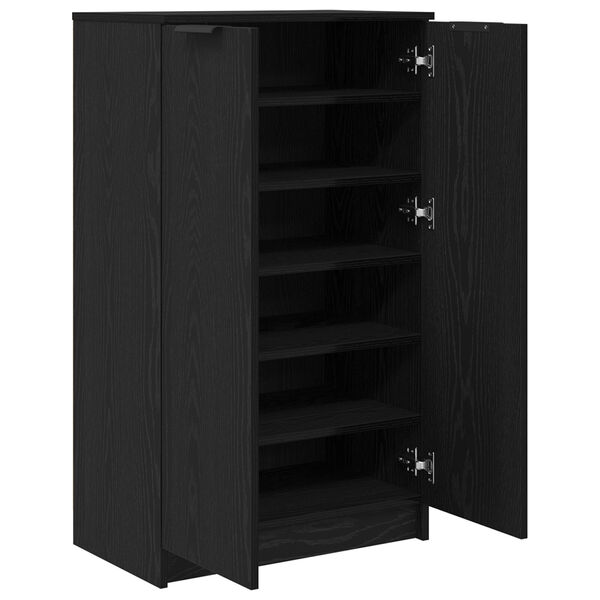 vidaXL Ντουλάπι Παπουτσιών Μαύρο Δρυός 59x35x100 εκ. Από Επεξεργασμένο Ξύλο