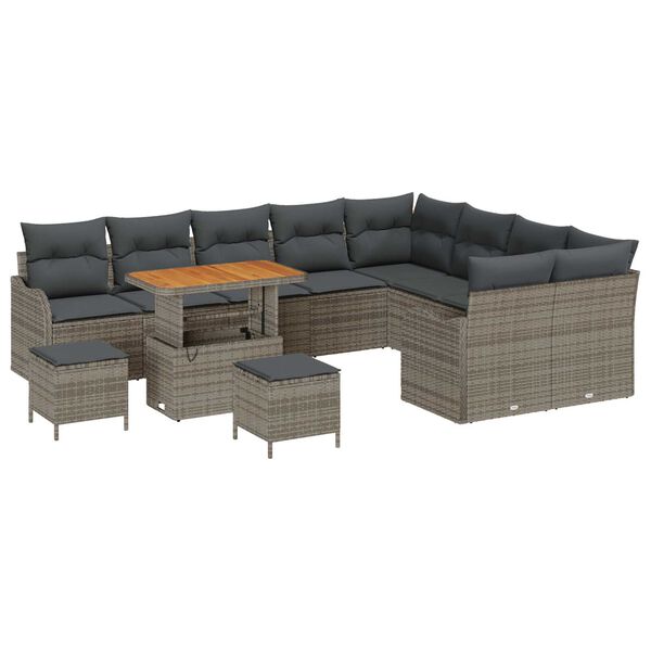 vidaXL Σετ Καναπέ Κήπου 12 pcs Γκρι συνθετικό ρατάν