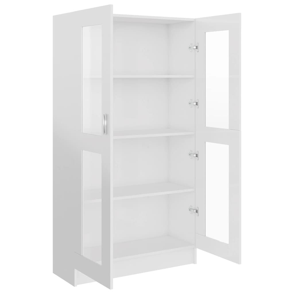 vidaXL Βιτρίνα Γυαλιστερό Λευκό 82,5 x 30,5 x 150 εκ. Επεξ. Ξύλο