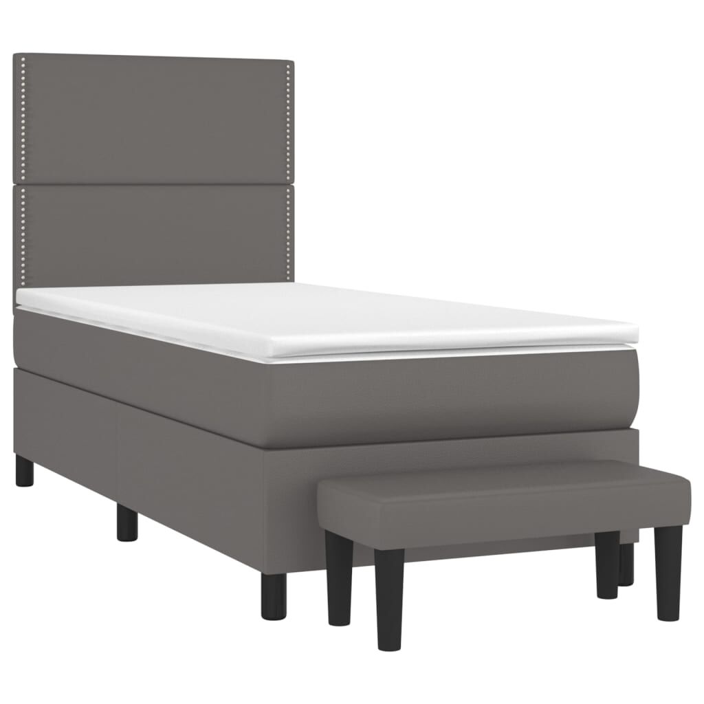 vidaXL Κρεβάτι Boxspring με Στρώμα Γκρι 80 x 200 εκ. Συνθετικό Δέρμα