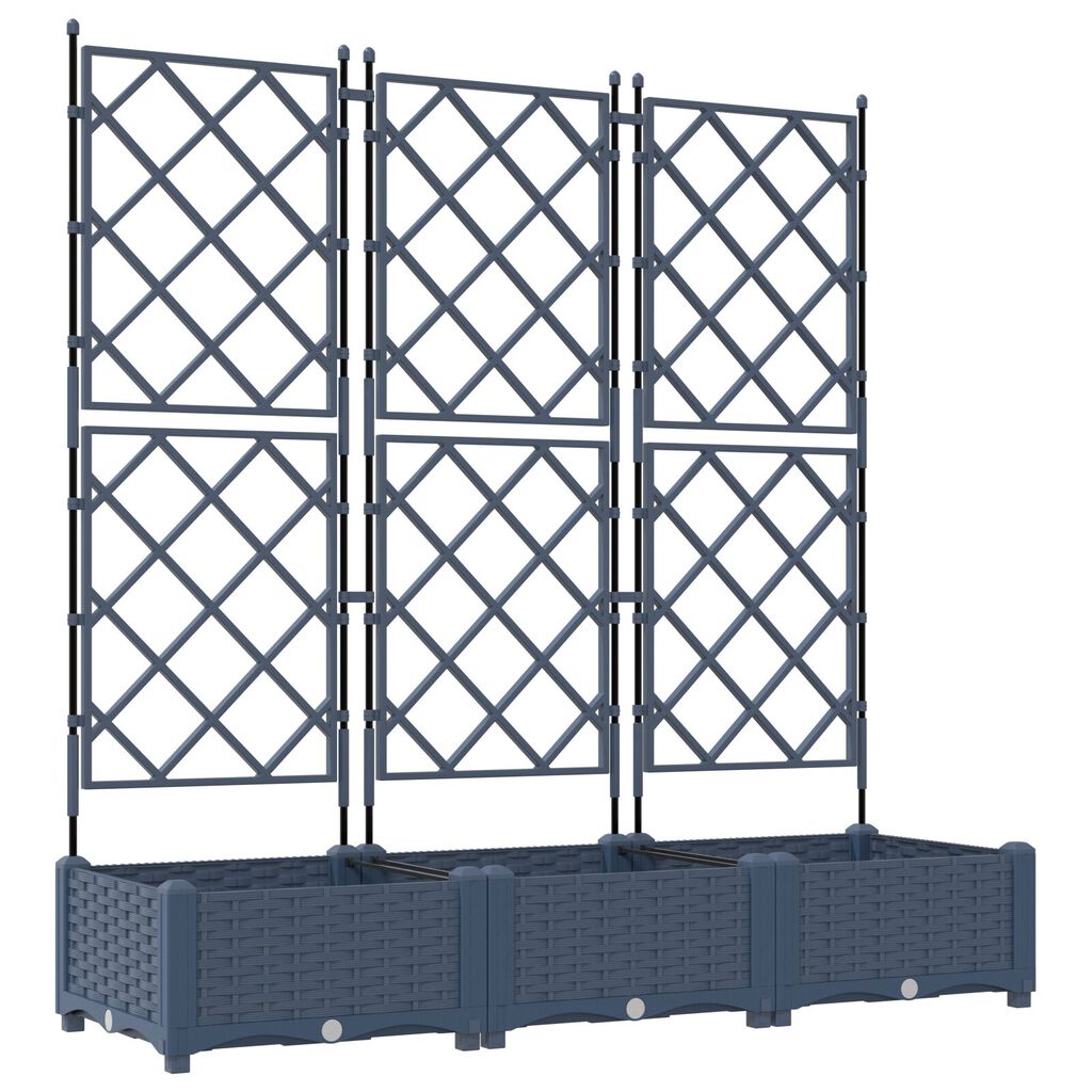 vidaXL Γλάστρα Κήπου με Πλέγμα 3 τμχ Γκρι 120x40x125.5 εκ.