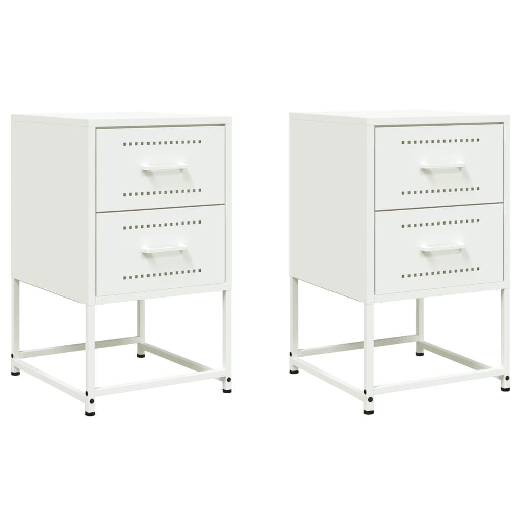 vidaXL Κομοδίνα 2 τεμ. Λευκό 36x39x60,5 εκ. από Χάλυβα