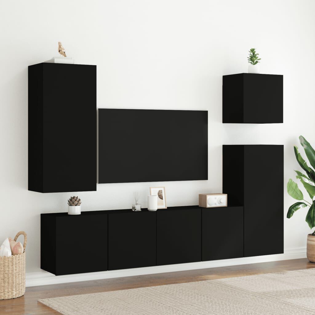 vidaXL Ντουλάπι Τοίχου Τηλεόρασης Μαύρο 80 x 30 x 41 εκ.