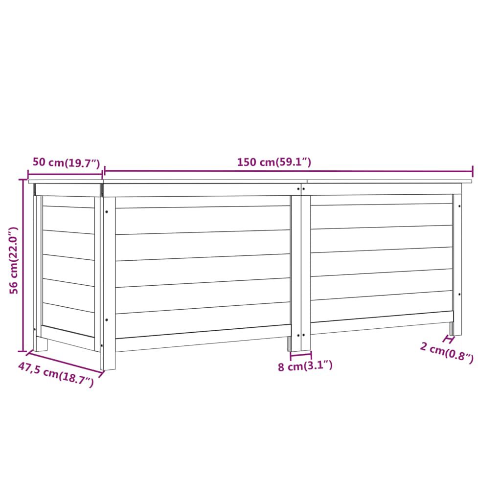 vidaXL Κουτί Μαξιλαριών Εξ. Χώρου Καφέ 150x50x56 εκ. Μασίφ Ξύλο Ελάτης