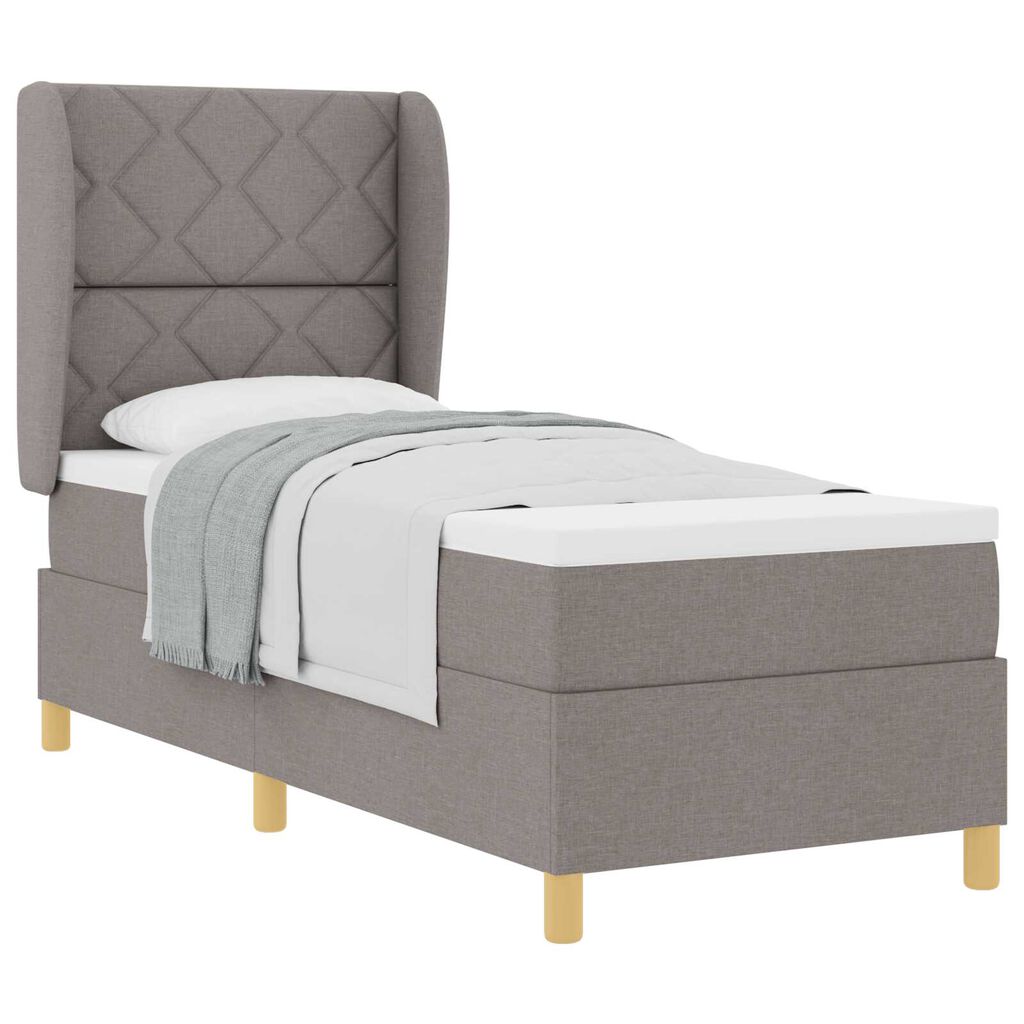 vidaXL Κρεβάτι Box Spring με Στρώμα Taupe 80x200 εκ. Υφασμάτινο