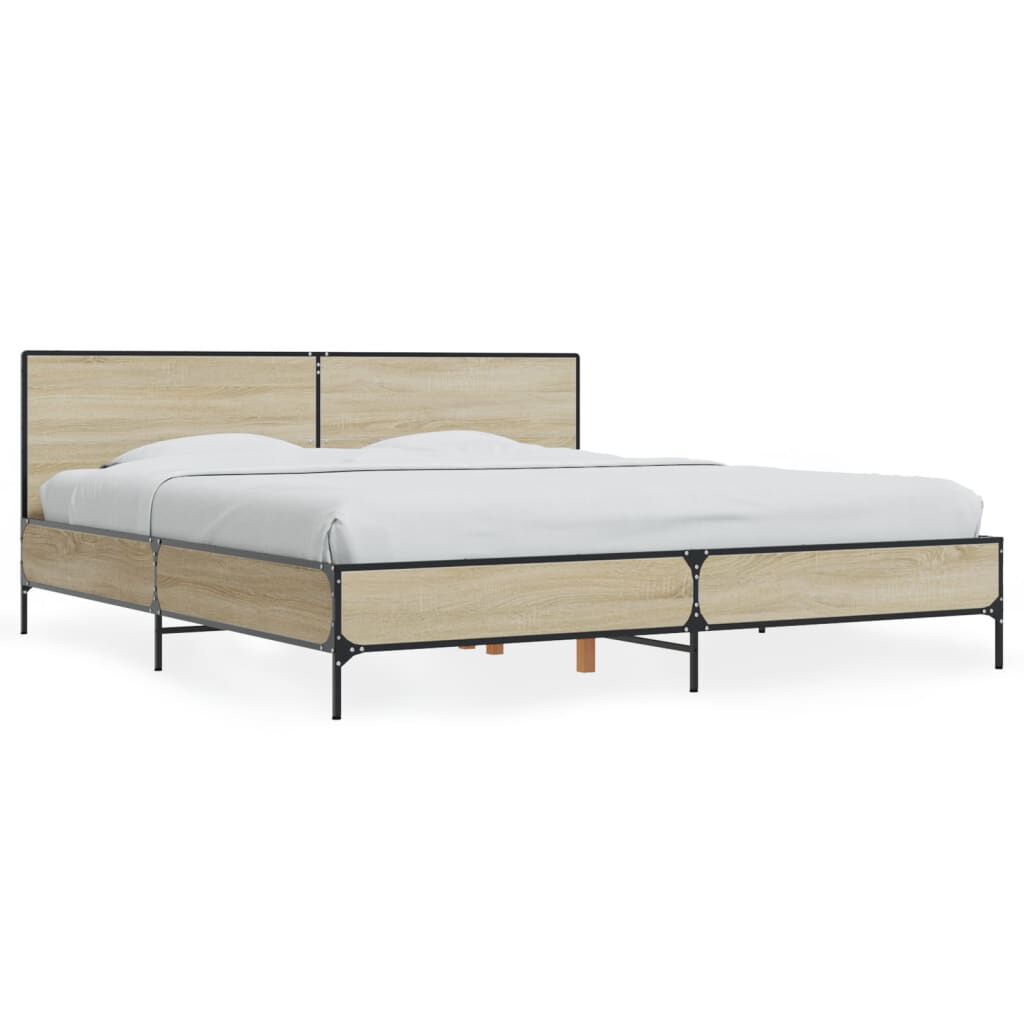 vidaXL Πλαίσιο Κρεβατιού Sonoma Δρυς 180x200 εκ. Επεξ. Ξύλο & Μέταλλο