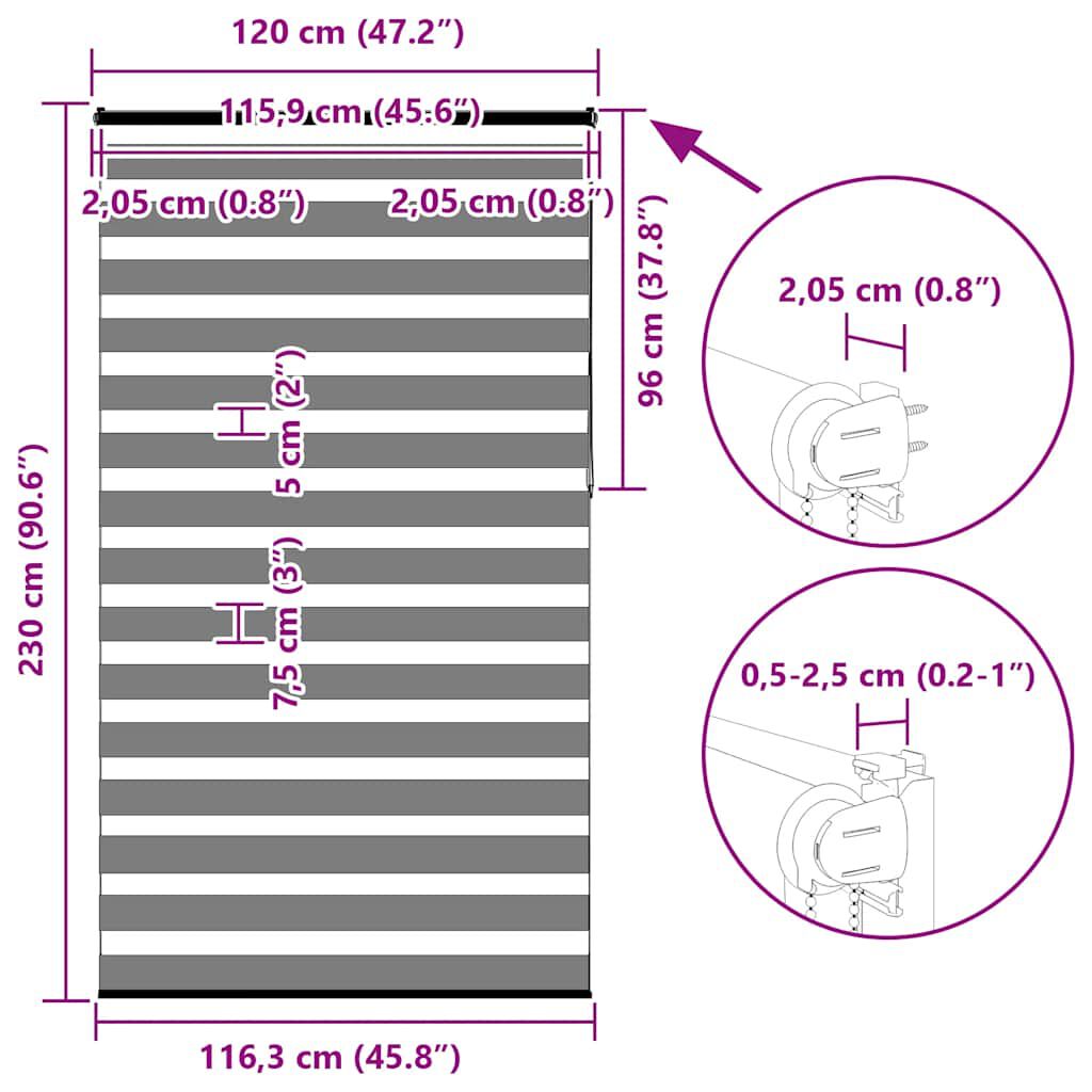 vidaXL Ζέβρα τυφλή Λευκό Πλάτος υφάσματος 115,9 εκ. Πολυεστέρας