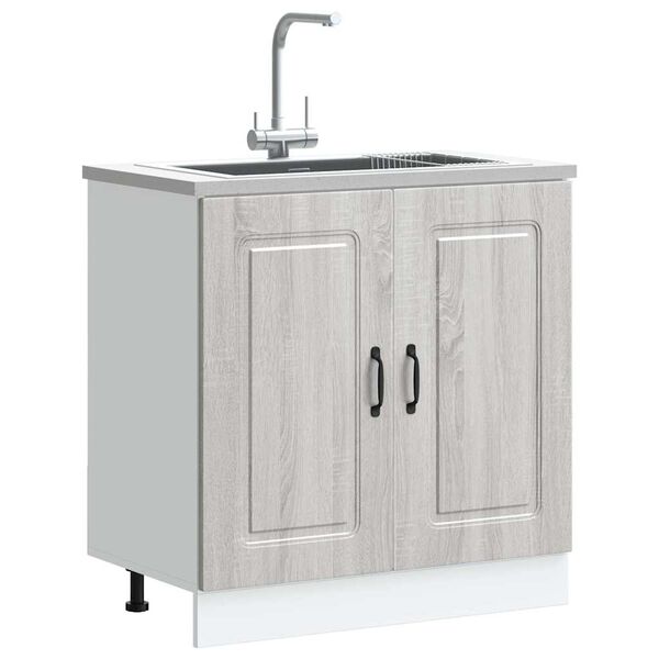 vidaXL Ντουλάπι βάσης νεροχύτη "Kalmar" Γκρι Sonoma 80x46x81,5 cm