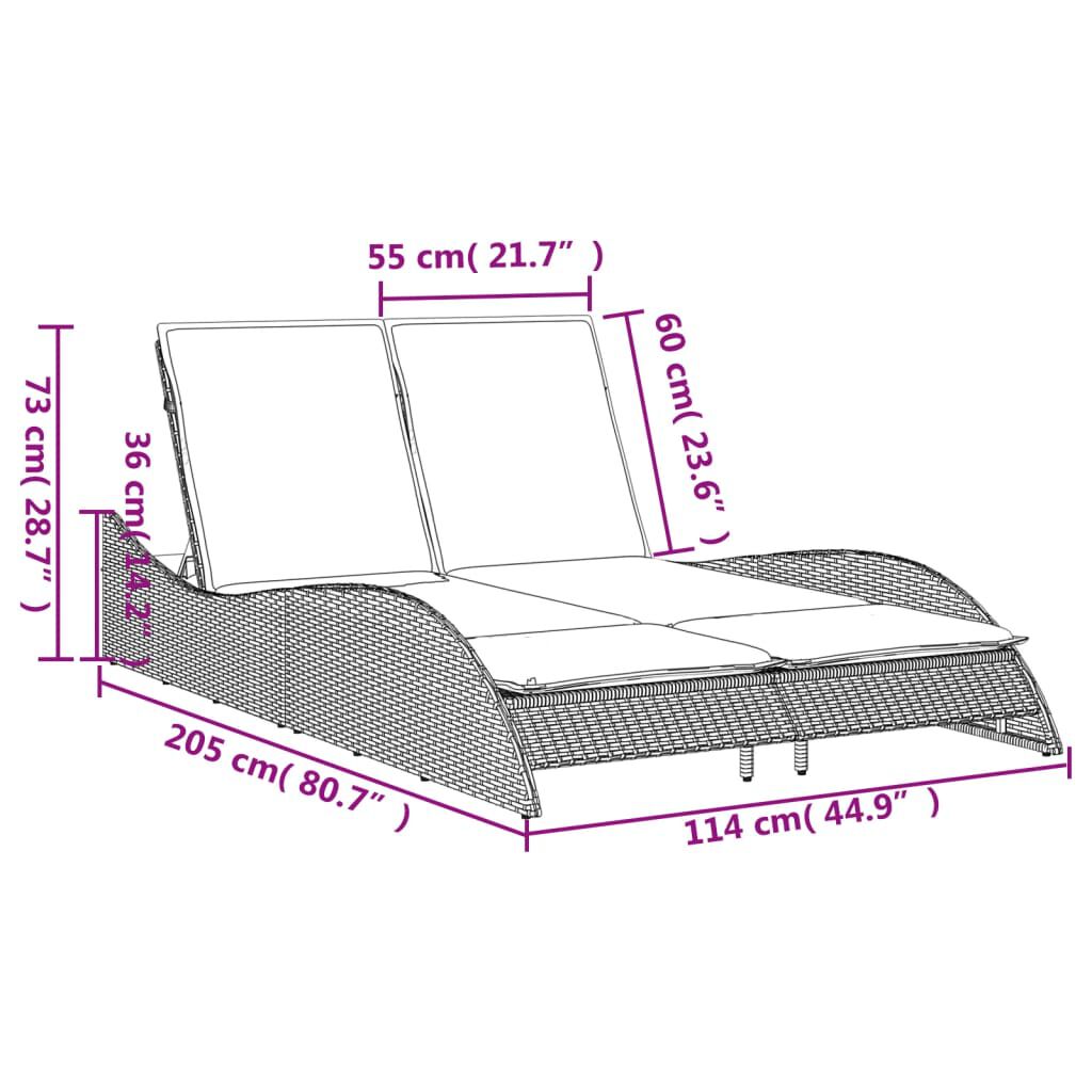 vidaXL Ξαπλώστρα Μπεζ 114x205x73 εκ. από Συνθετικό Ρατάν με Μαξιλάρι