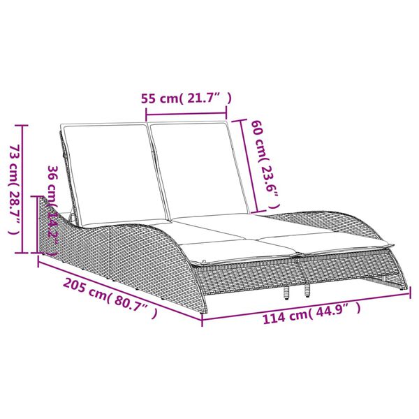 vidaXL Ξαπλώστρα Μπεζ 114x205x73 εκ. από Συνθετικό Ρατάν με Μαξιλάρι