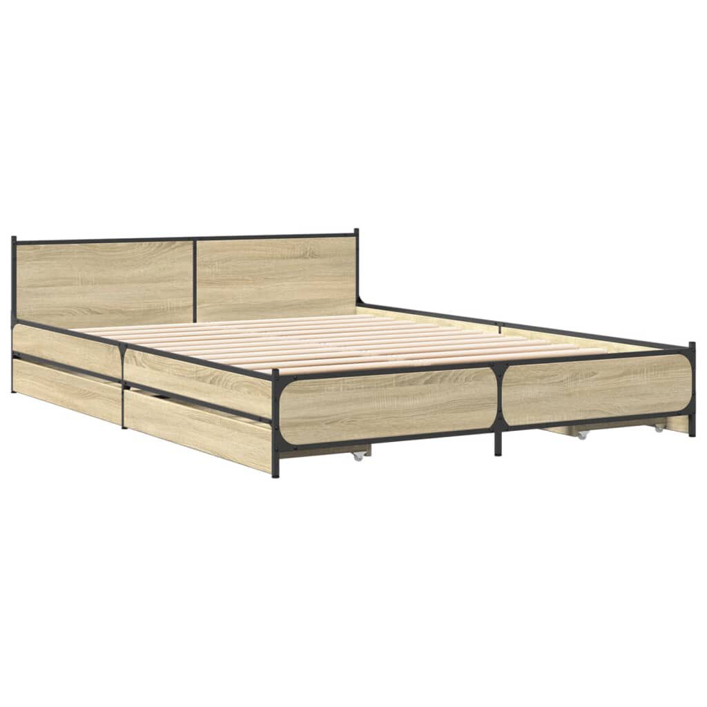 vidaXL Πλαίσιο Κρεβατιού με συρτάρια Sonoma Δρυς 120x200εκ. Επεξ. Ξύλο
