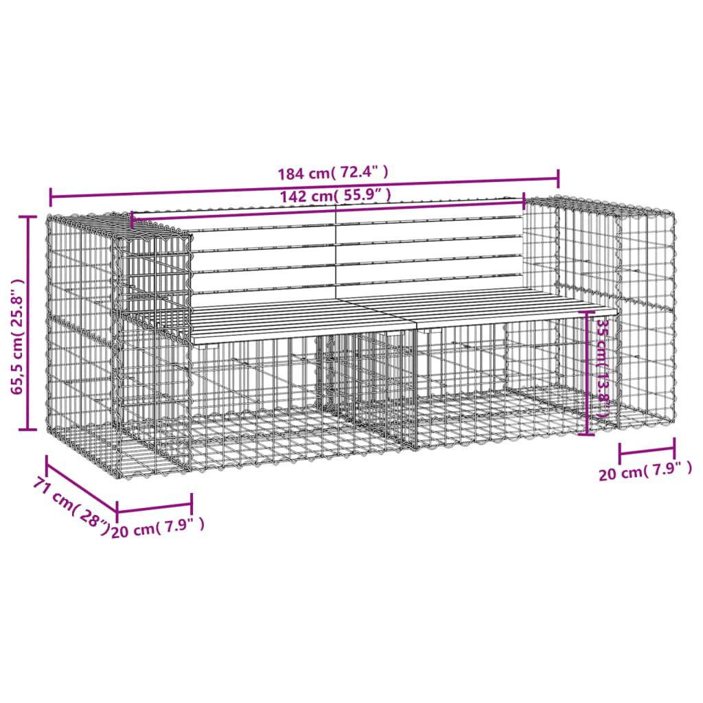 vidaXL Παγκάκι Κήπου Συρματοκιβώτιο 184x71x65,5 εκ. Εμποτ. Ξύλο Πεύκου