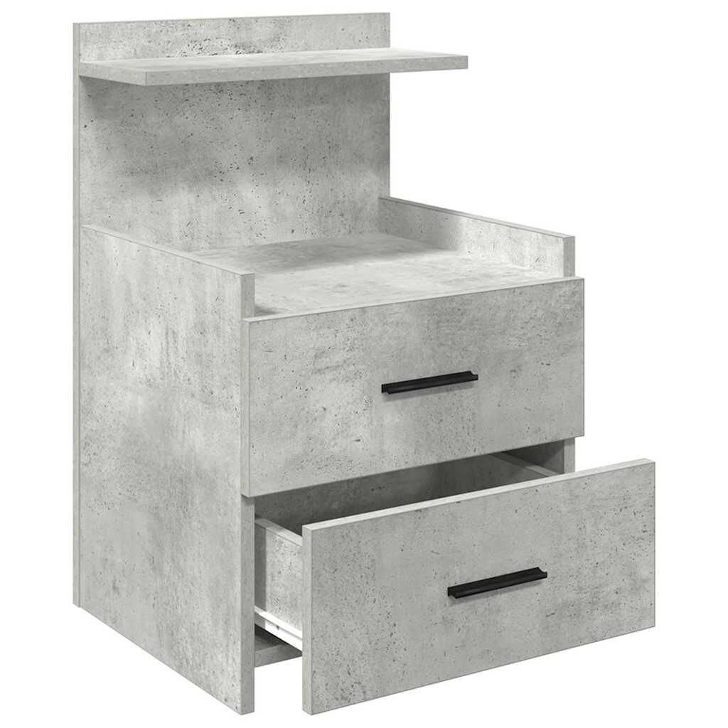 vidaXL Κομοδίνο με 2 Συρτάρια Γκρι Σκυρόδεμα 40x36,5x62 εκ.