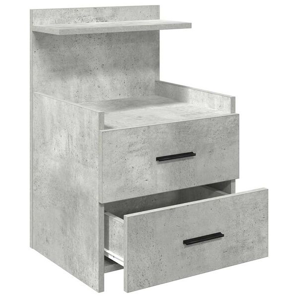 vidaXL Κομοδίνο με 2 Συρτάρια Γκρι Σκυρόδεμα 40x36,5x62 εκ.