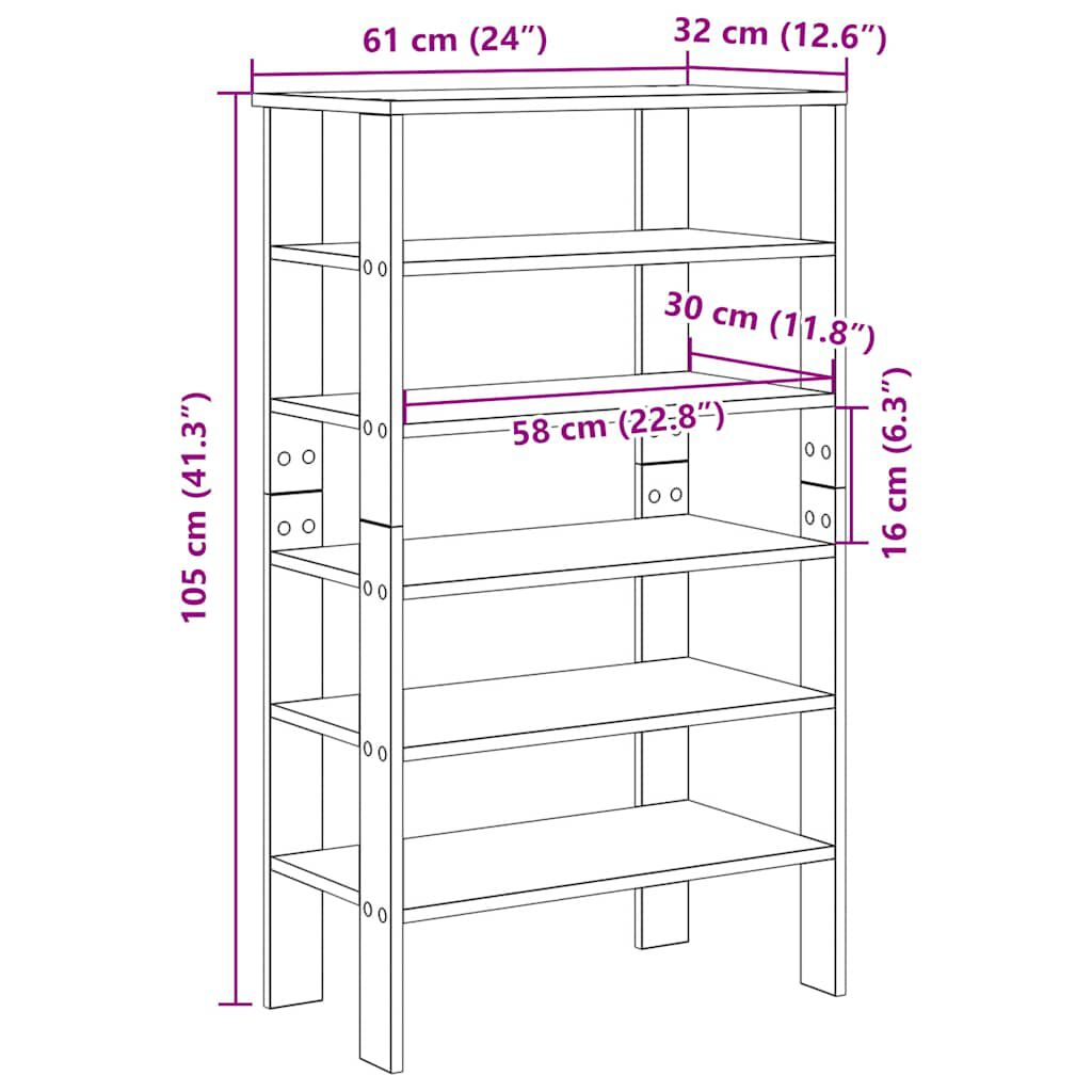 vidaXL Παπουτσοθήκη Sonoma Δρυς 61x32x105 εκ. Επεξεργασμένο Ξύλο