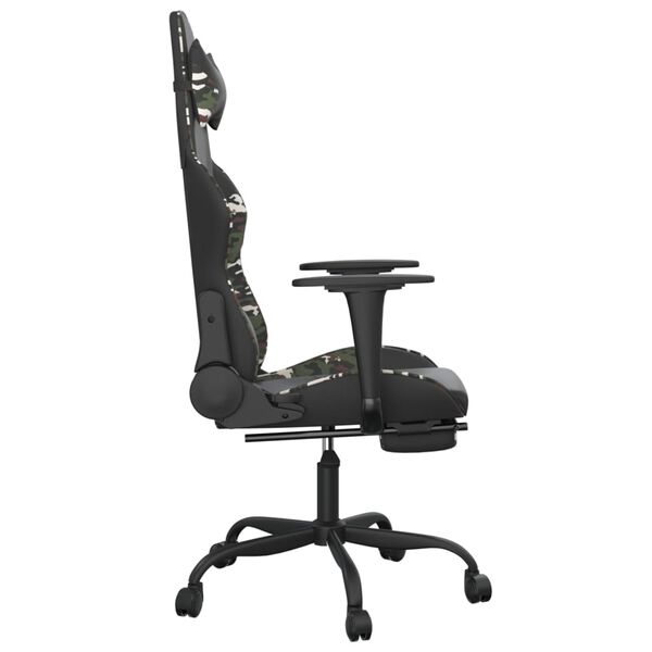vidaXL Καρέκλα Gaming Μασάζ Υποπόδιο Μαύρο/Παραλλαγή Συνθετικό Δέρμα