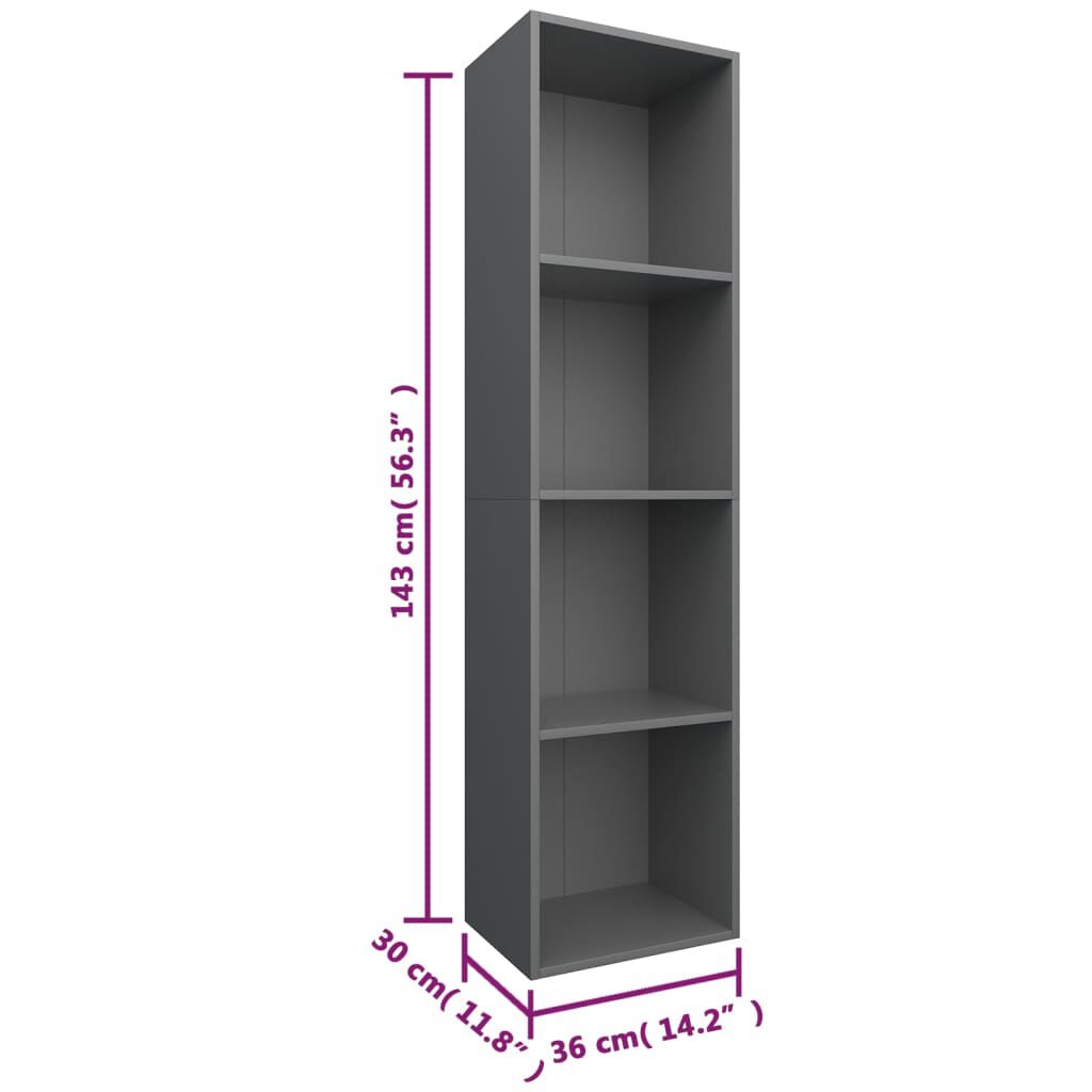 vidaXL Βιβλιοθήκη/Έπιπλο Τηλεόρασης Γκρι 36x30x143 εκ. Μοριοσανίδα