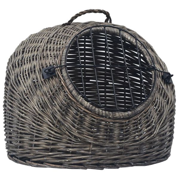 vidaXL Καλάθι Μεταφοράς Γάτας Γκρι 60x45x45 εκ. από Φυσικό Ξύλο Ιτιάς
