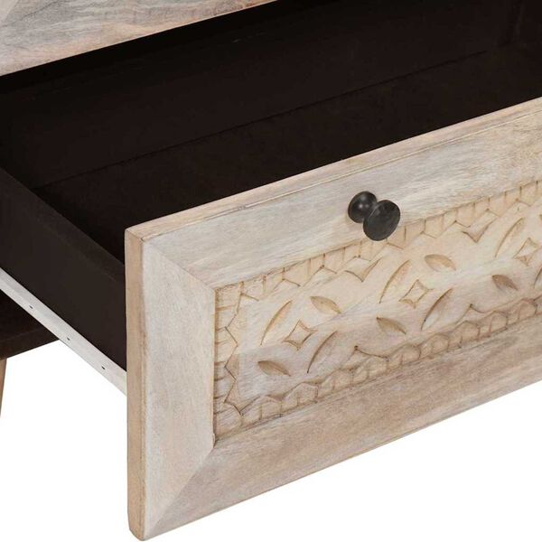 vidaXL Πλαϊνό γραφείο 3 pcs Λευκό 60 x 33 x 75 cm Μασίφ ξύλο μάνγκο