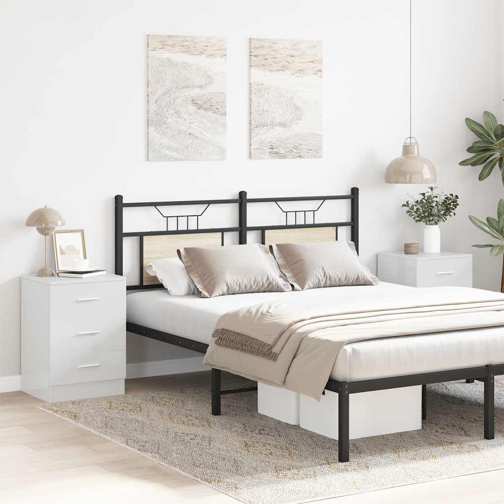 vidaXL Κομοδίνα 2 τεμ. Γυαλιστερό Λευκό 38x35x56 εκ. από Επεξ. Ξύλο