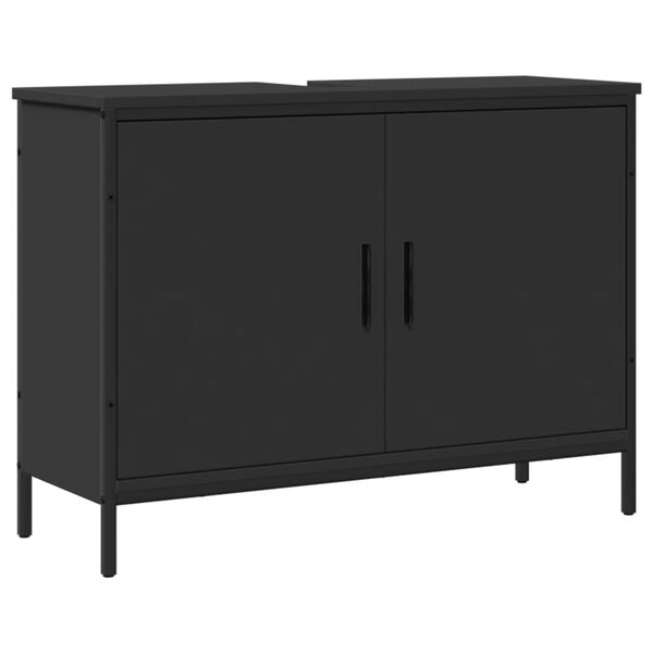 vidaXL Ντουλάπι Νιπτήρα Μπάνιου Μαύρο 80x30x60 εκ. Επεξεργασμένο Ξύλο