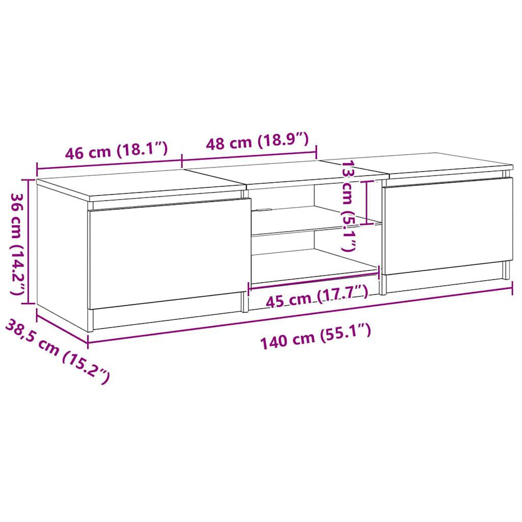 vidaXL Έπιπλο Τηλεόρασης με LED Λευκό 140x40x35,5 εκ.