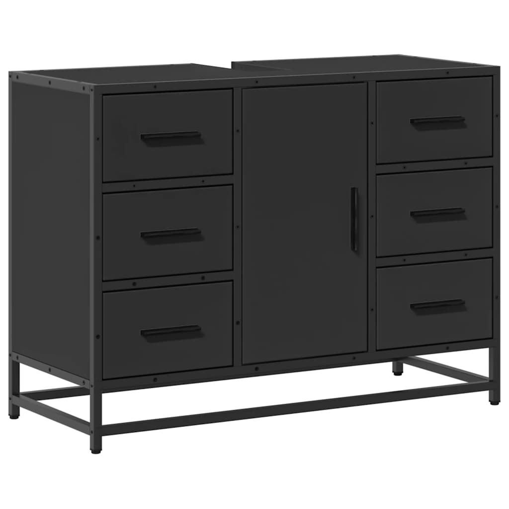 vidaXL Ντουλάπι Μπάνιου Νιπτήρα Μαύρο 80 x 33 x 60 εκ. Επεξ. Ξύλο