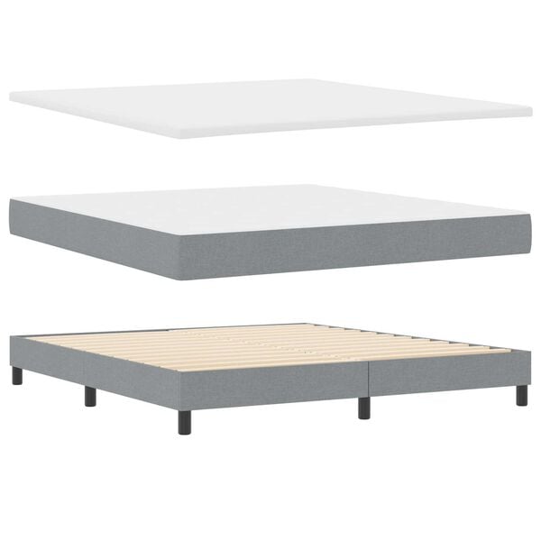 κρεβάτι Box Spring με στρώμα vidaXL ανοιχτό γκρι 180x200 εκ. ύφασμα