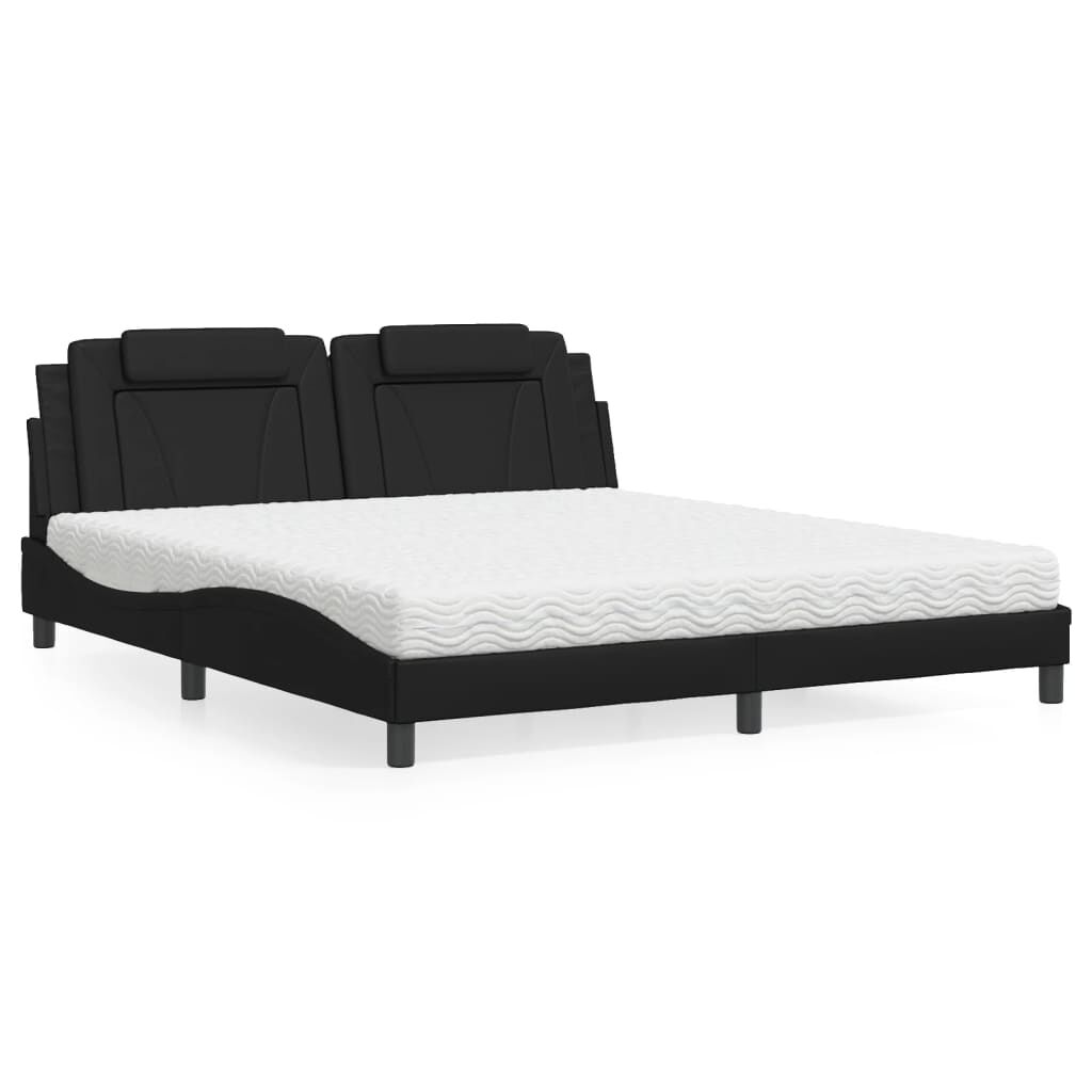 vidaXL Κρεβάτι με Στρώμα Μαύρο 180x200 εκ. από Συνθετικό δέρμα