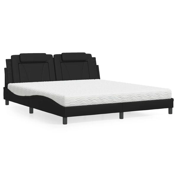 vidaXL Κρεβάτι με Στρώμα Μαύρο 180x200 εκ. από Συνθετικό δέρμα
