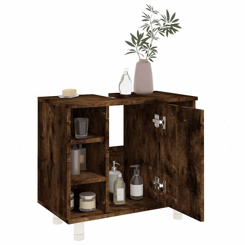 vidaXL Ντουλάπι Μπάνιου Καπνιστή Δρυς 60x32x53,5 εκ Επεξεργασμένο Ξύλο