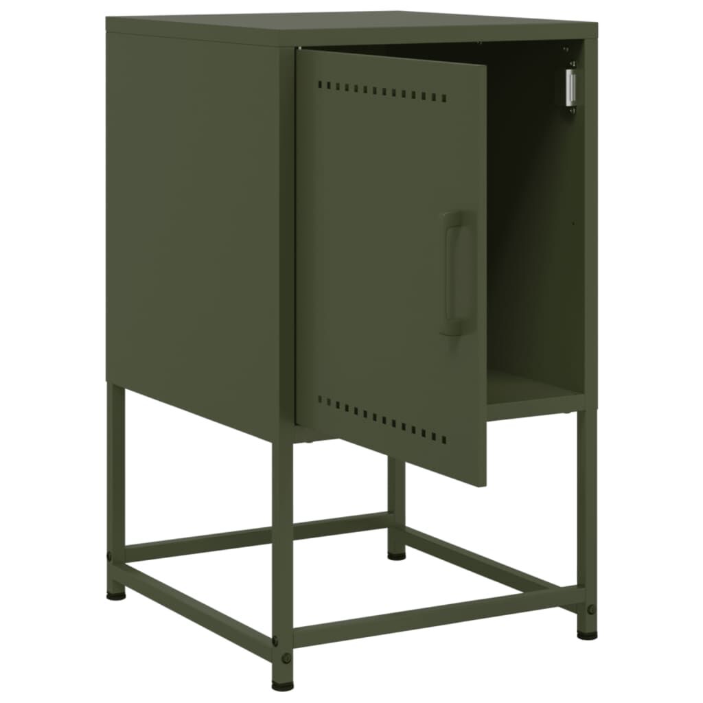 vidaXL Κομοδίνο Πράσινο Λαδί 36x39x60,5 εκ. από Χάλυβα