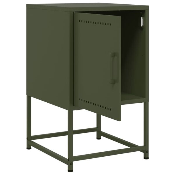 vidaXL Κομοδίνο Πράσινο Λαδί 36x39x60,5 εκ. από Χάλυβα