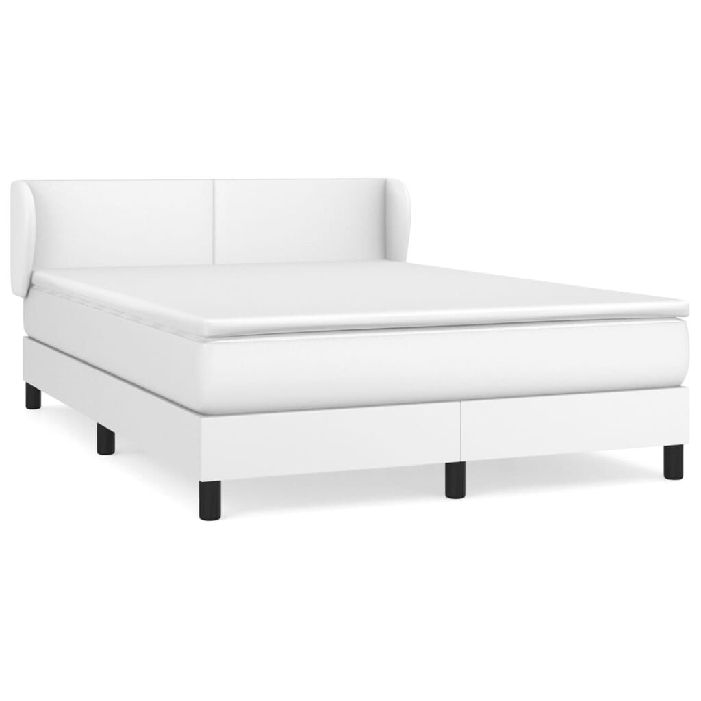 vidaXL Κρεβάτι Boxspring με Στρώμα Λευκό 140x190εκ.από Συνθετικό Δέρμα