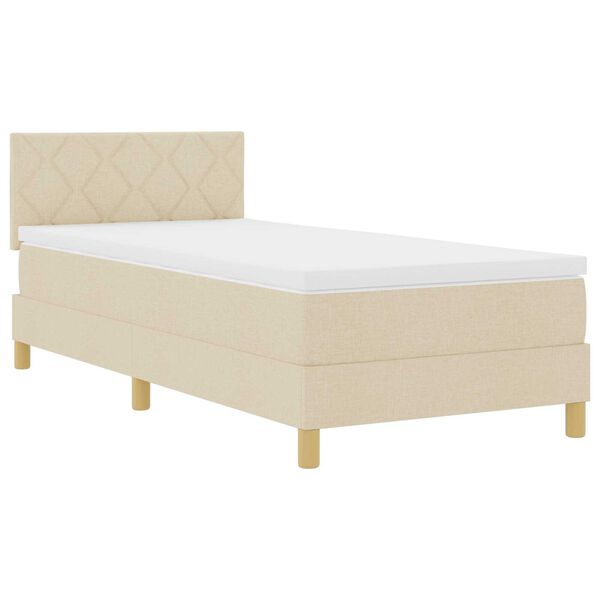 vidaXL Κρεβάτι με ελατήρια με στρώμα Κρεμ 100 x 200 cm ύφασμα