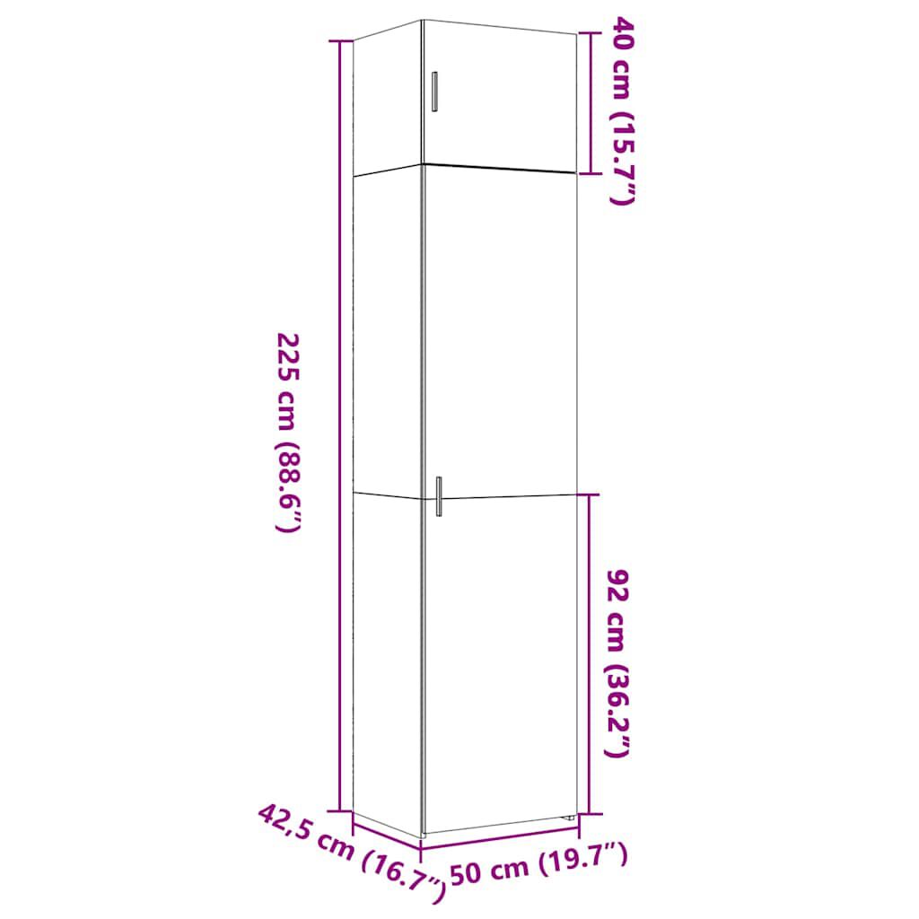 vidaXL Ντουλάπι Αποθήκευσης Στενό Μαύρο 50x42,5x225 εκ. Επεξεργ. Ξύλο