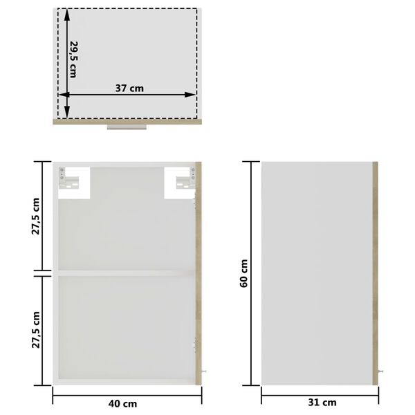 vidaXL Ντουλάπι Κρεμαστό με Τζάμι Lyon Sonoma Δρυς 40x31x60εκ.