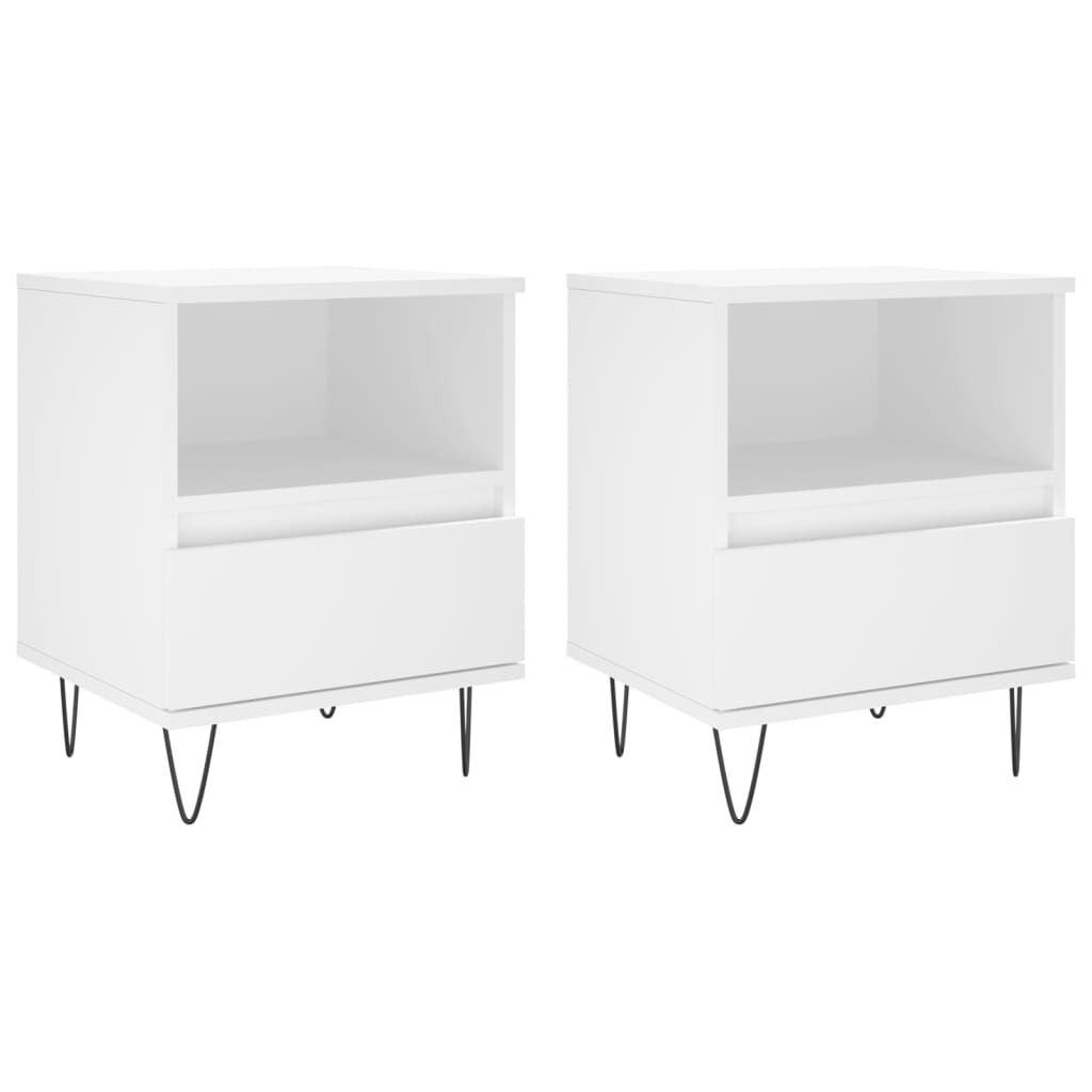 vidaXL Κομοδίνα Λευκά 2 τεμ. 40 x 35 x 50 εκ. από Επεξεργασμένο Ξύλο