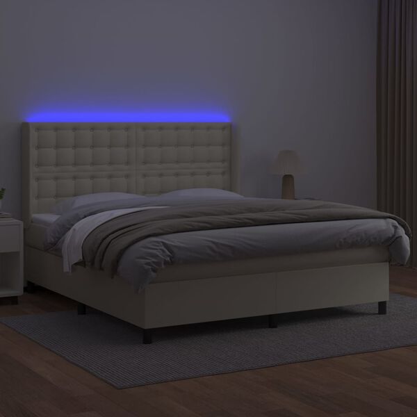 vidaXL &Kappa;&rho;&epsilon;&beta;ά&tau;&iota; Boxspring &mu;&epsilon; &Sigma;&tau;&rho;ώ&mu;&alpha; & LED &Kappa;&rho;&epsilon;&mu; 180x200 &epsilon;&kappa;. &Sigma;&upsilon;&nu;&theta;. &Delta;έ&rho;&mu;&alpha;