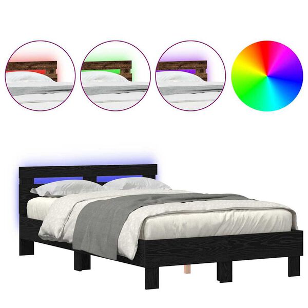 vidaXL Σκελετός Κρεβατιού Μαύρη δρυς 120 x 190 cm Επεξεργασμένο ξύλο