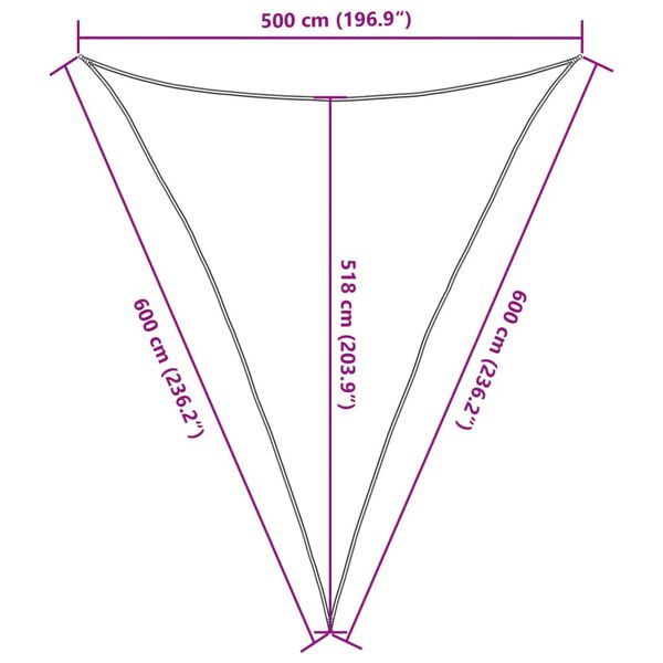 vidaXL Πανί Σκίασης Σκούρο Πράσινο 5 x 6 x 6 μ. από HDPE 160 γρ./μ²