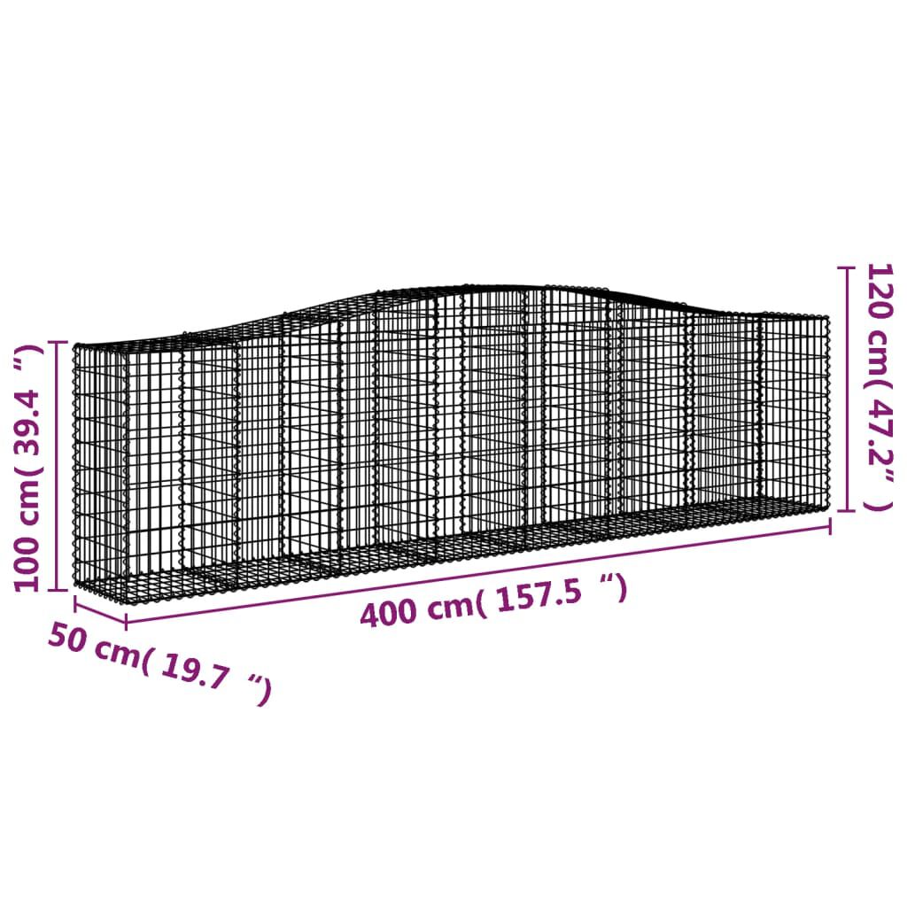 vidaXL Συρματοκιβώτια Τοξωτά 25 τεμ. 400x50x100/120 εκ. Γαλβαν. Ατσάλι