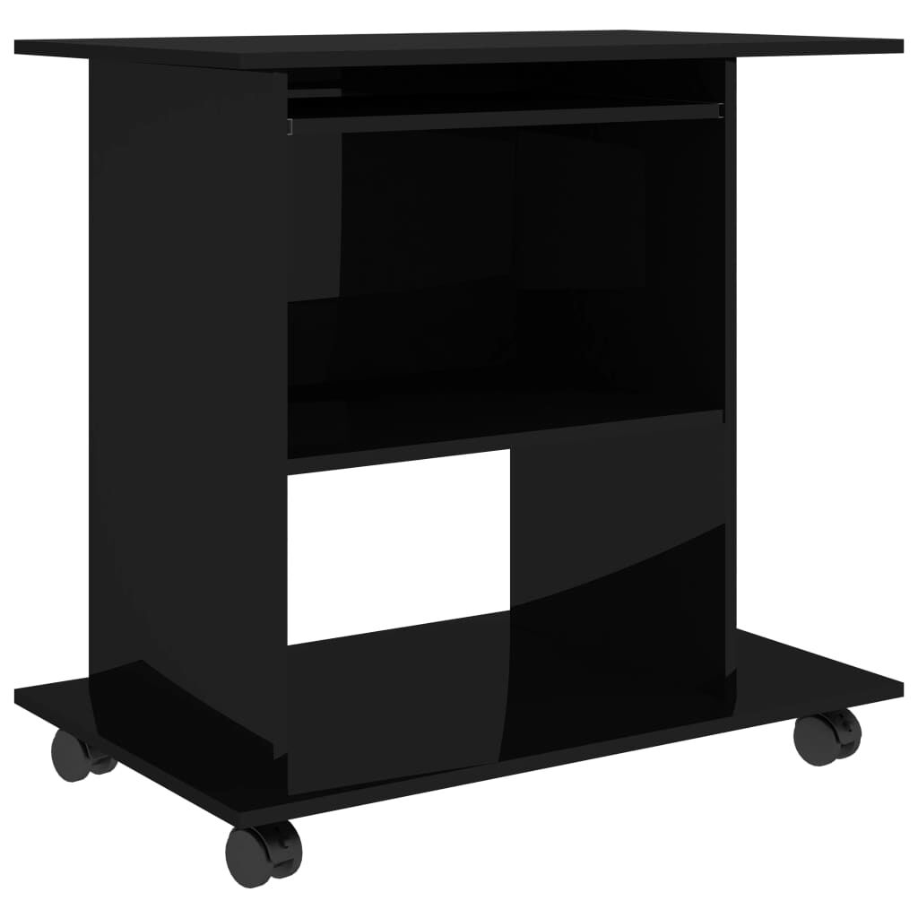 vidaXL Γραφείο Υπολογιστή Γυαλιστερό Μαύρο 80x50x75 εκ. Μοριοσανίδα