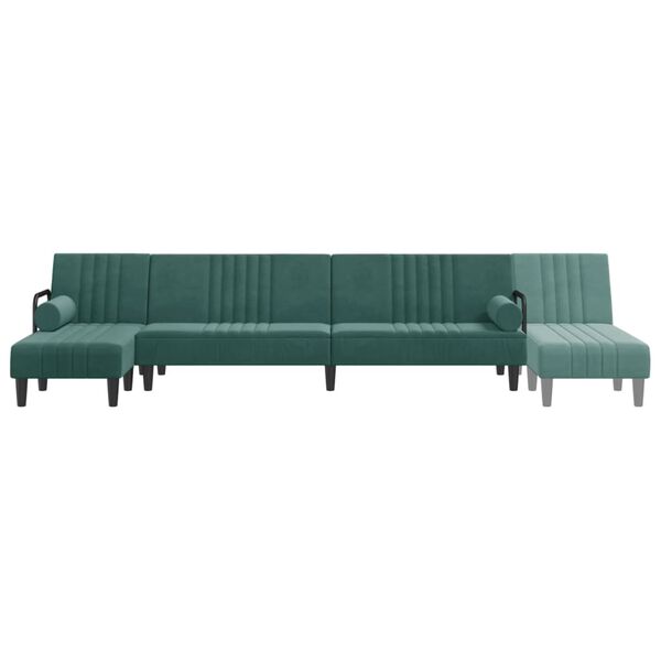 vidaXL Καναπές Κρεβάτι Γωνιακός Σκ. Πράσινο 260x140x70 εκ. Βελούδινος