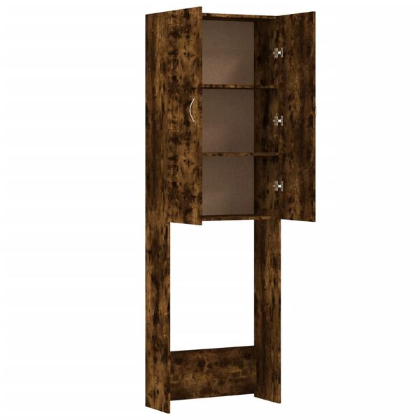 vidaXL Ντουλάπι Πλυντηρίου Καπνιστή Δρυς 64 x 25,5 x 190 εκ.