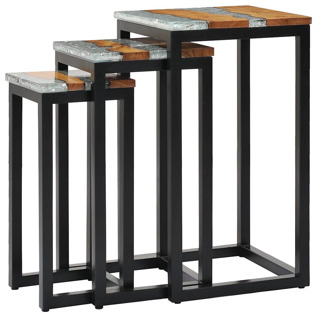 vidaXL Τραπεζάκια Ζιγκόν 3 τεμ. από Μασίφ Ξύλο Teak / Συνθετική Ρητίνη