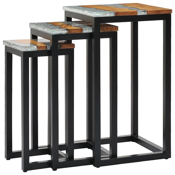 vidaXL Τραπεζάκια Ζιγκόν 3 τεμ. από Μασίφ Ξύλο Teak / Συνθετική Ρητίνη